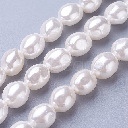 Electroplate Shell Pearl Beads Strands BSHE-O019-11B-1