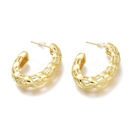 Brass Half Hoop Earrings EJEW-H104-16G-1