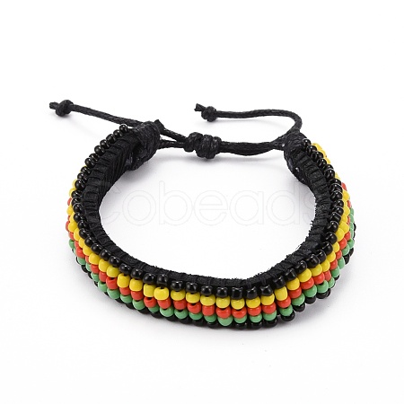 Adjustable Seed Bead Braided Beaded Bracelets for Men Women BJEW-JB06288-02-1