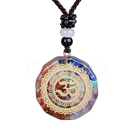 Orgonite Chakra Natural & Synthetic Mixed Stone Pendant Necklaces QQ6308-4-1