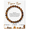 Natural Tiger Eye Beaded Stretch Bracelets, Round, 7-1/2 inch(19cm)