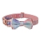 Adjustable Polyester Pet Collars, Bowknot Cat Dog Choker Necklace, with Side Release Buckle, Salmon, 330~500x20mm