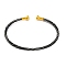 Braided Carbon Steel Wire Bracelet Making, with Golden Plated Brass End Caps, Black, 0.25cm, Inner Diameter: 2-3/8 inch(6.1cm)