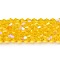 Transparent Electroplate Glass Beads Strands, AB Color Plated, Faceted, Bicone, Gold, 4x4mm, Hole: 0.8mm, about 82~85pcs/strand, 12.01~12.2 inch(30.5~31cm)