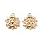 Rack Plating Brass Micro Pave Cubic Zirconia Pendants, Sun Charm, Real 18K Gold Plated, 13x12x2.5mm, Hole: 1.4mm