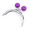 Iron Purse Frame Handle with Solid Color Acrylic Beads, for Bag Sewing Craft Tailor Sewer, Dark Violet, 68x85~87x11mm, Hole: 1.5mm