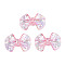 Transparent Acrylic Beads, Rainbow Color Plated, Bowknot, Pink, 23x31x9mm, Hole: 2.5mm