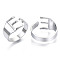 Alloy Cuff Finger Rings, Cadmium Free & Nickel Free & Lead Free, Alphabet, Platinum, Letter.E, US Size 8(18.1mm)