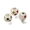 Rack Plating Alloy Beads, with Colorful Glass, Lead Free & Cadmium Free, Round, Silver, 11x9.5mm, Hole: 4mm