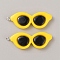 Opaque Resin Pendants, Sunglasses Charms, with Platinum Tone Iron Loops, Yellow, 45x16x4mm, Hole: 2mm