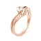 304 Stainless Steel Round Finger Ring for Women, with Cubic Zirconia, Rose Gold, US Size 6~9(16.5~18.9mm)