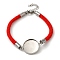 Milan Cord & 304 Stainless Steel Bracelets Making, with Round Tray, Red, Tray: 18mm, 7-3/8 inch(18.8cm)