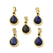 Natural Lapis Lazuli Faceted Teardrop Charms, with Golden Tone 304 Stainless Steel Snap on Bails, 14x9.5x4mm, Hole: 6x3mm