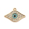 Alloy Pendants, with Rhinestone, Long-Lasting Plated, Evil Eye, Golden, 14x21x2mm, Hole: 1.5mm