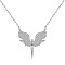 925 Sterling Silver Pendant Necklaces, Micro Pave Clear Cubic Zirconia, Angel, Real Platinum Plated, 15.87 inch(40.3cm)