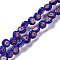 Handmade Millefiori Lampwork Beads Strands, Flat Round, Medium Blue, 6x3mm, Hole: 0.7mm, about 66pcs/strand, 14.65''(37.2cm)