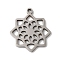 Non-Tarnish 5Pcs 201 Stainless Steel Pendants, Laser Cut, Mandala Flower Charm, Stainless Steel Color, 17x15x1mm, Hole: 1.2mm