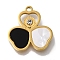 Acrylic Pendants, with Ion Plating(IP) 304 Stainless Steel Rhinestone Findings, Heart Clover Charm, Golden, 15x15.5x2.5mm, Hole: 1.4mm