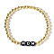 Stylish Brass & Acrylic Word Beaded Stretch Bracelets Trendy for Unique Look, Word MOM, Golden, 6-7/8 inch(17.5cm)