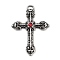 Cross Alloy Rhinestone Pendants, Antique Silver, Siam, 50x35.5x4mm, Hole: 4.5x2mm