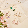 ANATTASOUL 4 Pairs 4 Colors Real 14K Gold Plated Cubic Zirconia Butterfly Dangle Earrings EJEW-AN0003-82-7