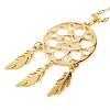 Woven Net/Web with Feather 304 Stainless Steel Boho Pendant Necklaces for Women NJEW-G087-07G-2