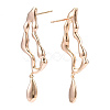 Brass Twist Oval Dangle Stud Earrings for Women EJEW-N012-46-2