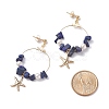 Natural Lapis Lazuli Chip Beads Dangle Stud Earrings EJEW-TA00035-04-4