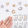 SUPERFINDINGS 12Pcs 6 Style Rack Plating Brass Micro Pave Cubic Zirconia Charms ZIRC-FH0001-18-5