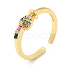 Colorful Cubic Zirconia Heart Open Cuff Rings RJEW-L106-004G-1