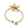 Ion Plating(IP) 304 Stainless Steel Starfish Open Cuff Rings for Women RJEW-H136-06G-3