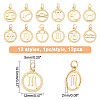 SUPERFINDINGS 12Pcs 12 Style Brass Charms KK-FH0004-40-2