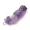 Gradient Color Natural Amethyst & Natural Blue Lace Agate Chip Beaded Pendants PALLOY-JF02791-03-5