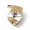 Real 18K Gold Plated Rack Plating Brass Micro Pave Clear Cubic Zirconia Pendants KK-C015-06G-11-1