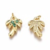 Brass Micro Pave Green Cubic Zirconia Charms ZIRC-O035-14G-2