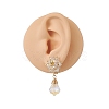 Glass Beaded Flower with Teardrop Dangle Clip-on Earrings EJEW-JE05206-3