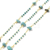 Brass Enamel & Synthetic Turquoise Link Chain CHC-A009-02G-1