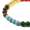 Natural & Synthetic Mixed Stone Round Braided Bead Bracelet BJEW-JB09861-3