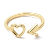 Heart & Arrow Rack Plating Brass Open Cuff Finger Rings for Women RJEW-L123-013G-2