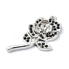 Rack Plating Alloy with Black Rhinestone Pendants FIND-Z051-01P-03-2