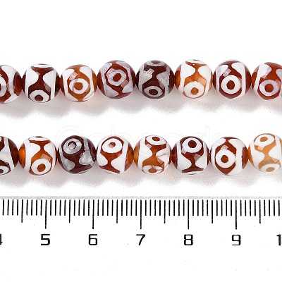 Natural Tibetan 3-Eye dZi Agate Beads Strands G-B084-A09-02-1