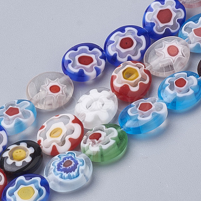 Handmade Millefiori Lampwork Beads Strands LAMP-T005-15-1