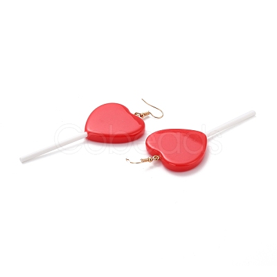 Heart-shape Lollipop Dangle Earrings for Women EJEW-Z015-04A-1