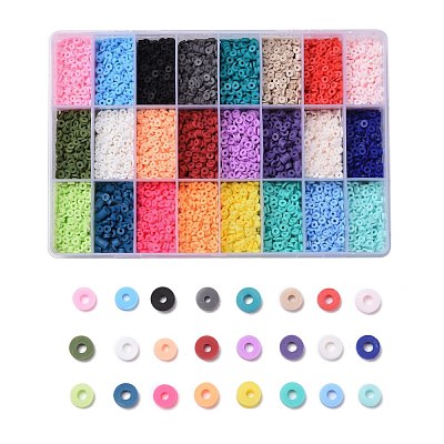 240G 24 Colors Handmade Polymer Clay Beads CLAY-JP0001-07-4mm-1