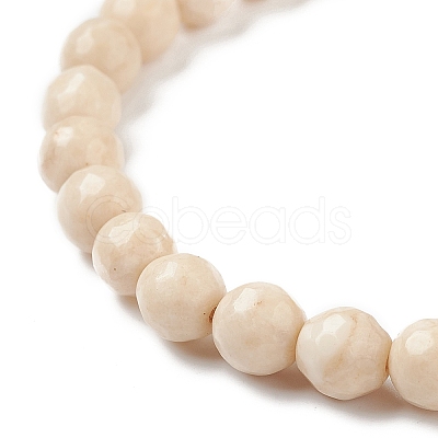 Natural Fossil Bead Stretch Bracelets X-BJEW-K212-A-015-1