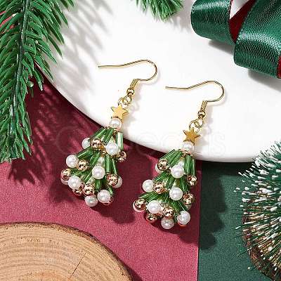 Glass Dangle Earrings EJEW-TA00441-1