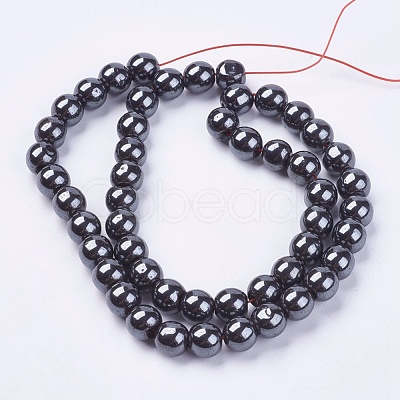 Non-magnetic Synthetic Hematite Bead Strands G-R193-19-8mm-1