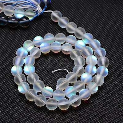 Synthetical Moonstone Beads Strands G-G585-8mm-02-1