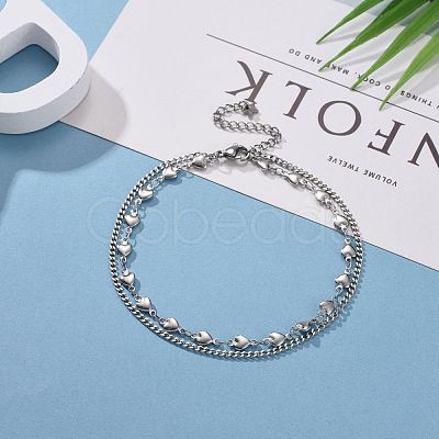 Tarnish Resistant 304 Stainless Steel Multi-Strand Anklets AJEW-AN00322-1