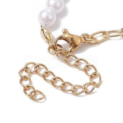 5Pcs 5 Styles Christmas Acrylic Imitated Pearl & Paperclip Chain Bracelets BJEW-JB10383-1